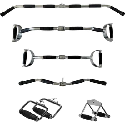 PH Fitness Multi Grip Set Roestvrij Staal – 6 Grips - Professionele Anti Slip Handgrepen voor Krachtstation, Power Rack, Cable Machine, Lat Pulldown Bar en Fly - Full-Body Krachttraining - Fitness Accessoires - Lat Booster Handles Handgrepen