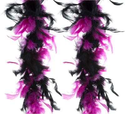 Funny Fashion Carnaval verkleed boa met veren - zwart/roze - 200 cm - 45 gram - Glitter and Glamour - veel veertjes