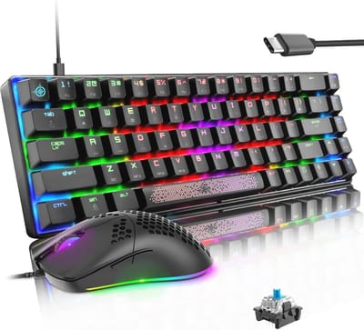 Gaming Toetsenbord en Muis Combo met Mechanische Switches en RGB Verlichting