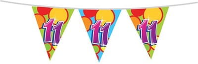 Haza Vlaggetjes - 11 jaar - leeftijd verjaardag - plastic - 10 meter - feestartikelen - versiering