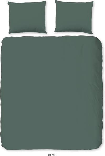 Good Morning dekbedovertrek effen kleur - Lits jumeaux 240x200/220 cm - Olijfgroen - 100% Katoen renforce