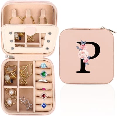 Reisjuwelenbox voor Vrouwen, Gepersonaliseerde Juwelenopberger met Spiegel, Compacte Organiser en Cadeau voor Verjaardag en Feestdagen