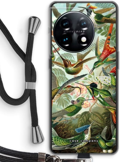 Case Company® - Hoesje met koord geschikt voor OnePlus 11 hoesje met Koord - Haeckel Trochilidae - Telefoonhoesje met Zwart Koord - Bescherming aan alle Kanten en Over de Schermrand