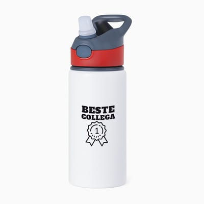 Hacebo® - Beste collega waterfles met rietje rood - Beste collega - teamgenoot - cadeau - water fles - 650ML