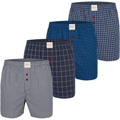 Phil & Co Heren Wijde Boxershorts Mulitpack 4-Pack Donkerblauw - Maat M