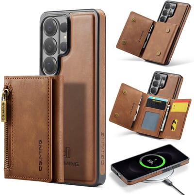 Stravo × DG.MING Leer / Leren Telefoonhoesje Case – Geschikt voor Samsung Galaxy S26 Ultra – 2-in-1 Hoesje met Afneembare Kaarthouder – MagSafe Compatibel – Bruin