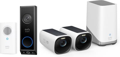 eufy Security - eufyCam 3 Set met 2 camera's met zonnepaneel + eufy E340 2K Draadloze Video Deurbel Inclusief Chime - Accu - Zwart