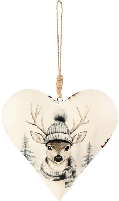 Dekoratief | Hanger hart 'Winter Deer', metaal, 15x15x3cm | A255478