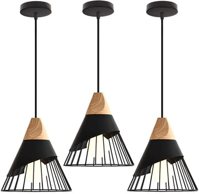 Set van 3 Hanglampen Moderne E27 Kroonluchter Creatieve Plafondlamp voor Slaapkamer Woonkamer Keuken Zwar