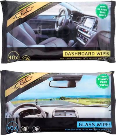 Auto schoonmaak set - Dashboard doekjes / Ruiten doekjes - Multicolor - Set van 2 - Schoonmaakset - Auto - Autoaccessoire - Dashboard wipes / Glass Wipes - 100 % plasticvrij - autodoekjes - Vaderdag Cadeau - Papadag
