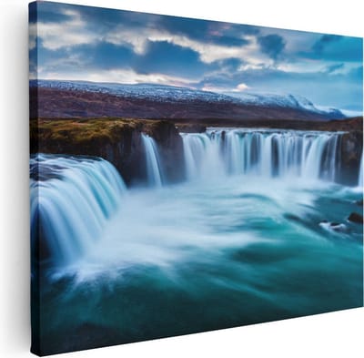 Artaza Canvas Schilderij Landschap IJsland - 40x30 cm - Klein - Wanddecoratie Waterval - Muurdecoratie Bergen - Schilderijen Op Canvas Natuur
