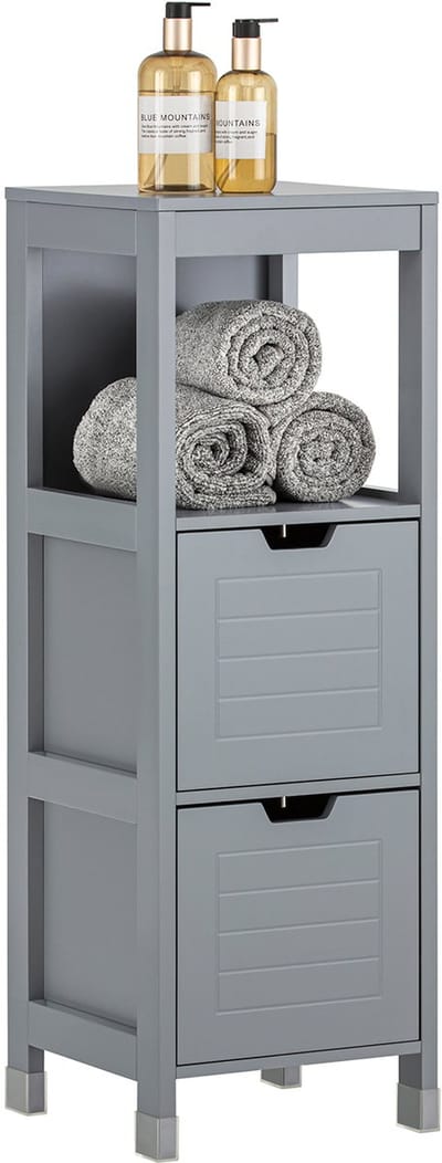 SoBuy FRG127-SG Badkamermeubel - Grijs Houtcomposiet met 2 Laden