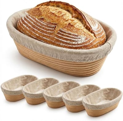 10 "Ovale Banneton Brood Proofing Mand Set van 6 met Liner Zuurdesem Starter Kit Zuurdesem Brood Bakken Levert Banneton Mand Geschenken