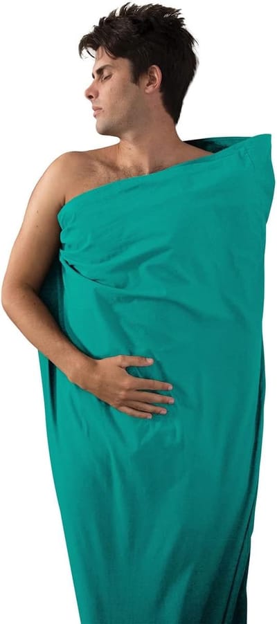 Katoenen Liner - Slaapzakhoes - Reizen Kamperen - Ademend Katoen - 185x92cm - Turquoise Groen