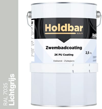 Holdbar Zwembadcoating Lichtgrijs (RAL 7035) 2,5 kg - Zwembadverf - Alle kleuren - Waterdicht - Gemakkelijk reinigen - UV-bestendige Zwembad Verf - Chloor en Chemicaliën Bestendig - 2 Componenten