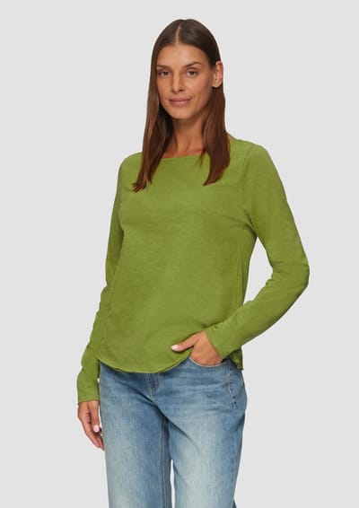 T-shirt met lange mouwen en bootkraag, van slubstructuur voor vrouwen s.Oliver