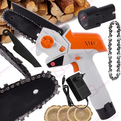 Draadloze Mini Snoeizaag 12V – Accu Kettingzaag 4 Inch – Lichtgewicht & Veiligheidsslot – Incl. Accu en Oplader – takkenzaag – boomzaag – kettingzaag – kettingzaag electrisch – boomzaag elektrische – 54124
