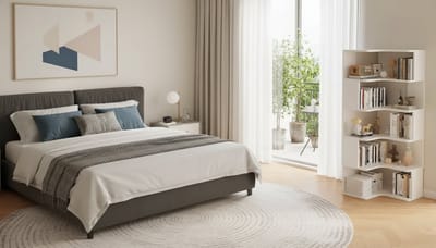Hoekboekenkast 6 Niveaus – Casa Velluto CornerMax Vrijstaand L-vormig Opbergrek – Moderne Boekenkast met Anti-valpaneel voor Woonkamer, Thuiskantoor en Kinderkamer – Ruimtebesparend en Stijlvol Wit