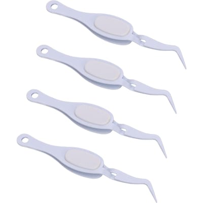 4PCS Pince à épiler d'artisanat courbée Métal et plastique Multifonctionnelle Prise inversée Pointe fine pour gray