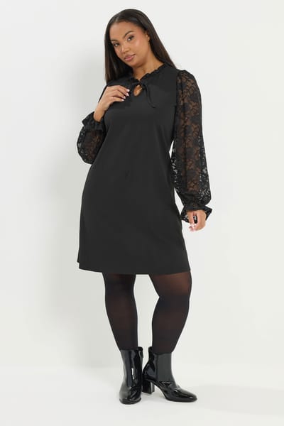 Yours Zwarte Kanten Minijurk Size 50-52