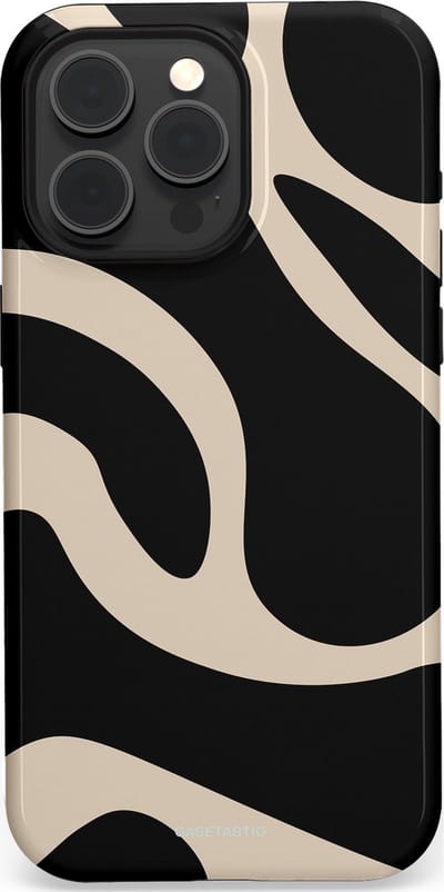 Casetastic hoesje geschikt voor Apple iPhone 15 Pro Max - MagSafe - Dubbellaagse bescherming - Zwart Zand Organische Golven - Fashion Case - Zwart Zand