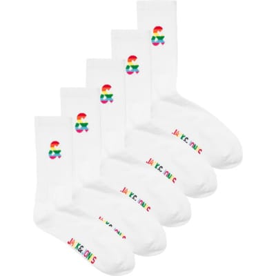 Jack & Jones Sportsokken Heren PRIDE Sokken 5-Pack Wit - Maat One size