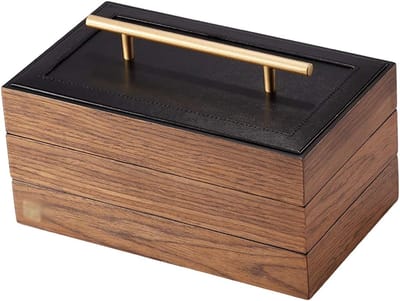 Sieradendoos Drie verdiepingen - Juwelenkast Organizer - Sieraden Opbergen - Massief Hout - Groot - Walnootkleur