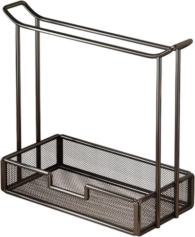 Hoofdtelefoonhouder Bureau - Koptelefoonrek - Bureau organiseren - Met extra opbergmand - 20cm Hoog - Zwart