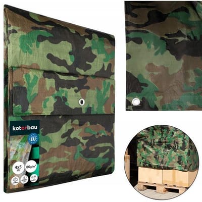 KOTARBAU® Afdekzeil - Polyethyleen - 4 x 5 m - Camouflage - 90 g/m² - Waterdicht - Zeil Afdekking - Beschermzeil voor Meubels - Afdekzeil uv-bestendig
