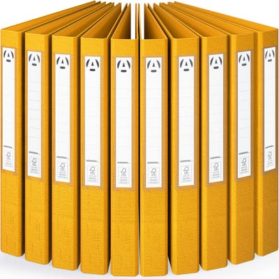 ACROPAQ - 10 x Ringmap A4 2 ringen - Capaciteit 200 vellen - Ringband / Ordner / Ringmappen / Geel - Ringmapjes, Ordners 2-rings