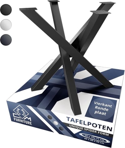 Tafelframe Zwart Hoogte 71 cm voor Ronde en Vierkante Bladen Stalen Onderstel