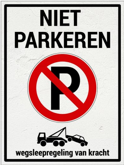Niet parkeren wegsleepregeling van kracht bord | Sign Again materiaal | 20 x 15 cm