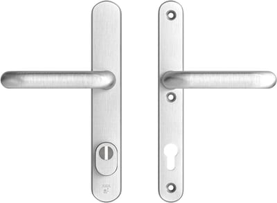 AXA Veiligheids Deurbeslag set - Oval Plus Smal - Deurkruk Aluminium - Kruk U - PC92 met kerntrekbeveiliging - SKG3 - Schild smal