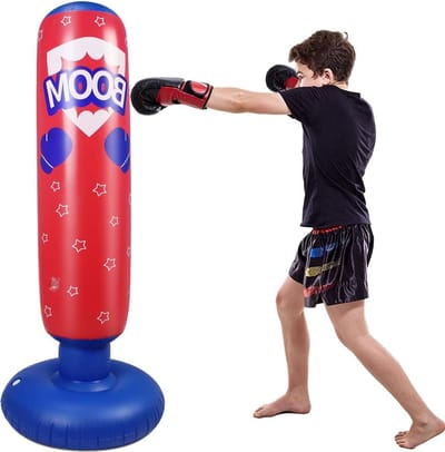 Opblaasbare kinderbokszak voor directe springrug training - rood (125 cm)