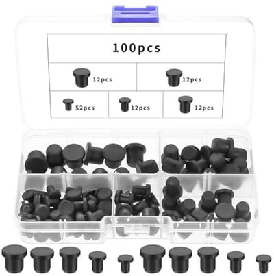 Siliconen Doppen Set van 100 - 5 Maten voor Gaten van 4-9,5 mm - Duurzame Afdichtdoppen en Rubber Pluggen
