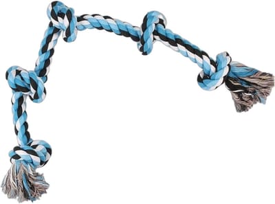 Hondenspeelgoed Touw - Kauwspeelgoed Hond - Trekken en Spelen - Natuurlijk Katoen Materiaal - 90 cm Lengte - Zwart Blauw