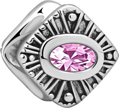 Quiges - 925 - Zilveren - Bedels -Sterling zilver - Beads - Roze Zirkonia Kraal Charm - Geschikt – voor - alle bekende merken - Armband Z518