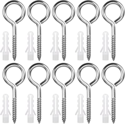 10 Stuks RVS Oogschroeven M6 x 80mm - Sterke Beugels voor Hangmatten, Zonneschermen en Kabelbevestigingen