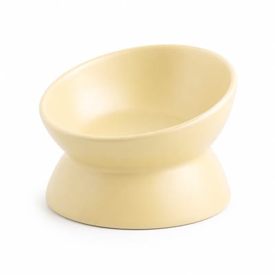 Heuts Goods - Voerbak Kat - Voerbak Hond - Hondenbak - Hondenvoerbak - Katten Voerbak - Schuin - Keramisch - Tower - Stevig - Beige