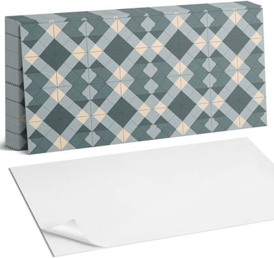 Coloray Plaktegels - Geometrisch ruitpatroon Zelfklevende Wandtegels - 40 cm x 20 cm - Grijs Plaktegels - 10 stuks - Rechthoek PVC Tegels - Plaktegels Badkamer - Vloertegels Zelfklevend - Vinyl Tegels - Portugese Tegels