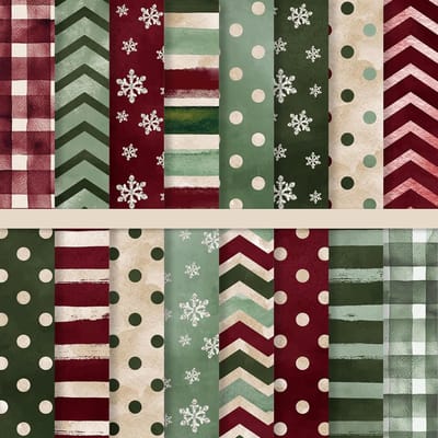 Kerstpatroon Papier - Scrapbook Papier - Ambachtelijke Projecten - Dubbelzijdig Ontwerp - 15x15 cm - Rood Groen