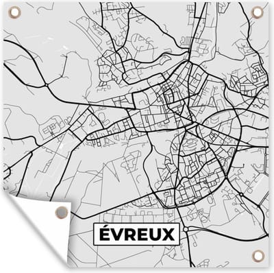 Tuin poster Kaart – Stadskaart – Frankrijk - Évreux - Plattegrond - 200x200 cm - Tuindoek