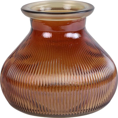 Decostar Bloemenvaas - kastanje bruin/transparant glas - 12 x 15 cm - vaas