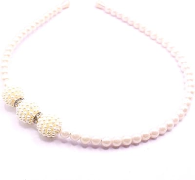 Diadeem met parel + kleine parels + strass crèmekleur