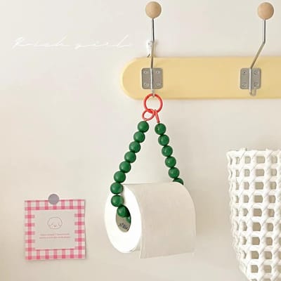Roze Kleur Hangende Kralen Tissuehouder Toiletpapierhouder Telefoonketting Huis Opbergorganizer Badkamer Decoratie Accessoires beige