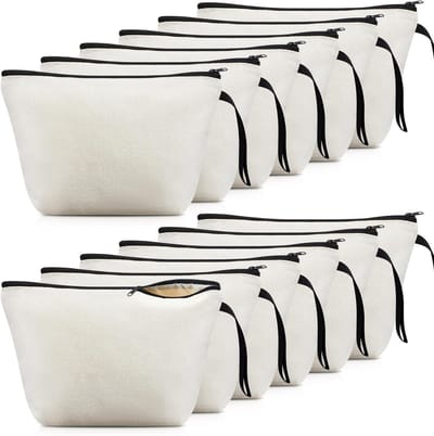Set van 3 Lege Canvas Make-up Tassen voor Kleurprojecten, Moederdag, Valentijnsdag en Cadeaus voor Kerstmis, Wit