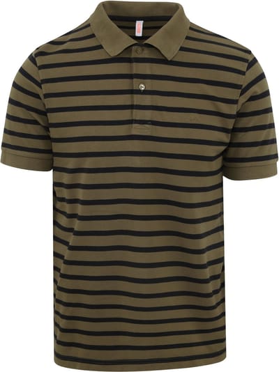 Sun68 Poloshirt Strepen Groen - Maat L - Heren