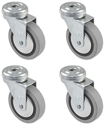 Meubelwielen 50mm met kogellagers - Geschikt voor 25 kg - Rubber Grijs zonder Rem