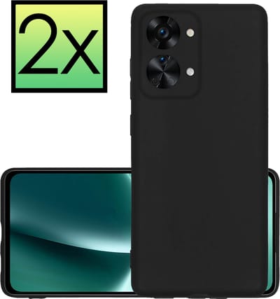 Hoesje - 2 Stuks - Geschikt voor OnePlus Nord 2T - Sterk & Shockproof - Case Siliconen - Back Cover - Telefoon Hoes - Zwart