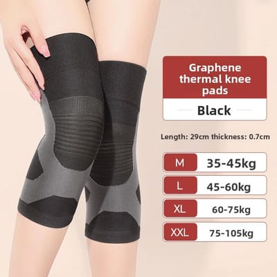 Grafeen Kniebeschermers Zelfverwarmend Winter Warm Japan Winddicht Antislip Koudebestendig Knieondersteuning voor Oude Koude Benen M 1 double black